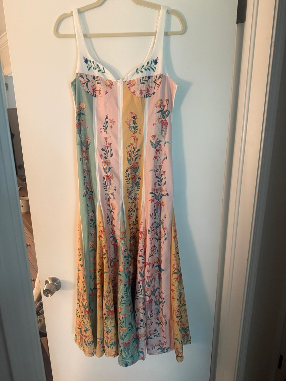 Floral Striped Maxi Dress in Pastel Multi